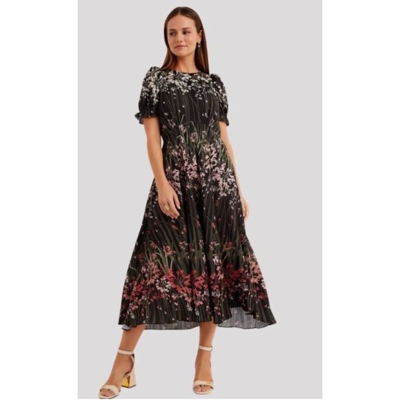 Ted Baker Dresses & Skirts - NOTFORSALTed Baker Womans Dress Black Zahrria Puffed Floral Midi Evening Formal